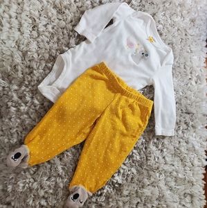 Carter's Matching Baby Onesie Set with Footies 6m Longsleeve